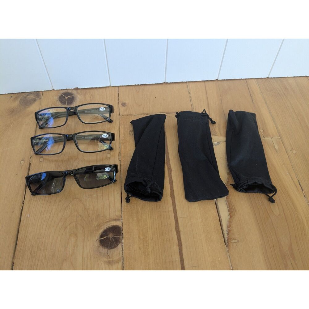 Truvision Reading Glasses 3 pack - Power 1.25 - Black - 1 sun pair
